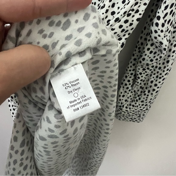 Emerson Fry SHIRTDRESS BLACK WHITE CHEETAH Print Button Front Women's Large - Picture 7 of 8